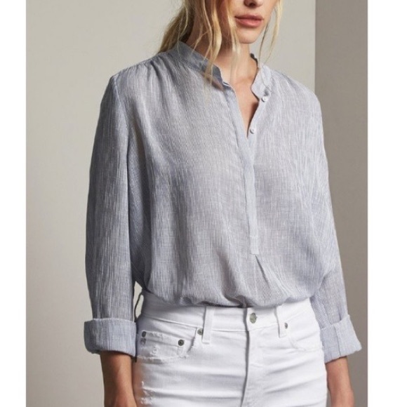 AG Audryn beautiful linen blend blue stripe tunic - Picture 4 of 15